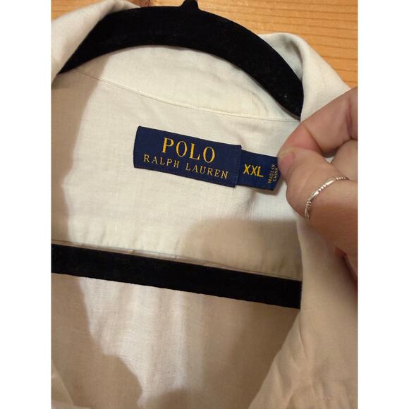 Polo Ralph Lauren Silk Linen White Button Down Short Sleeve Blouse Size XXL - Picture 6 of 7